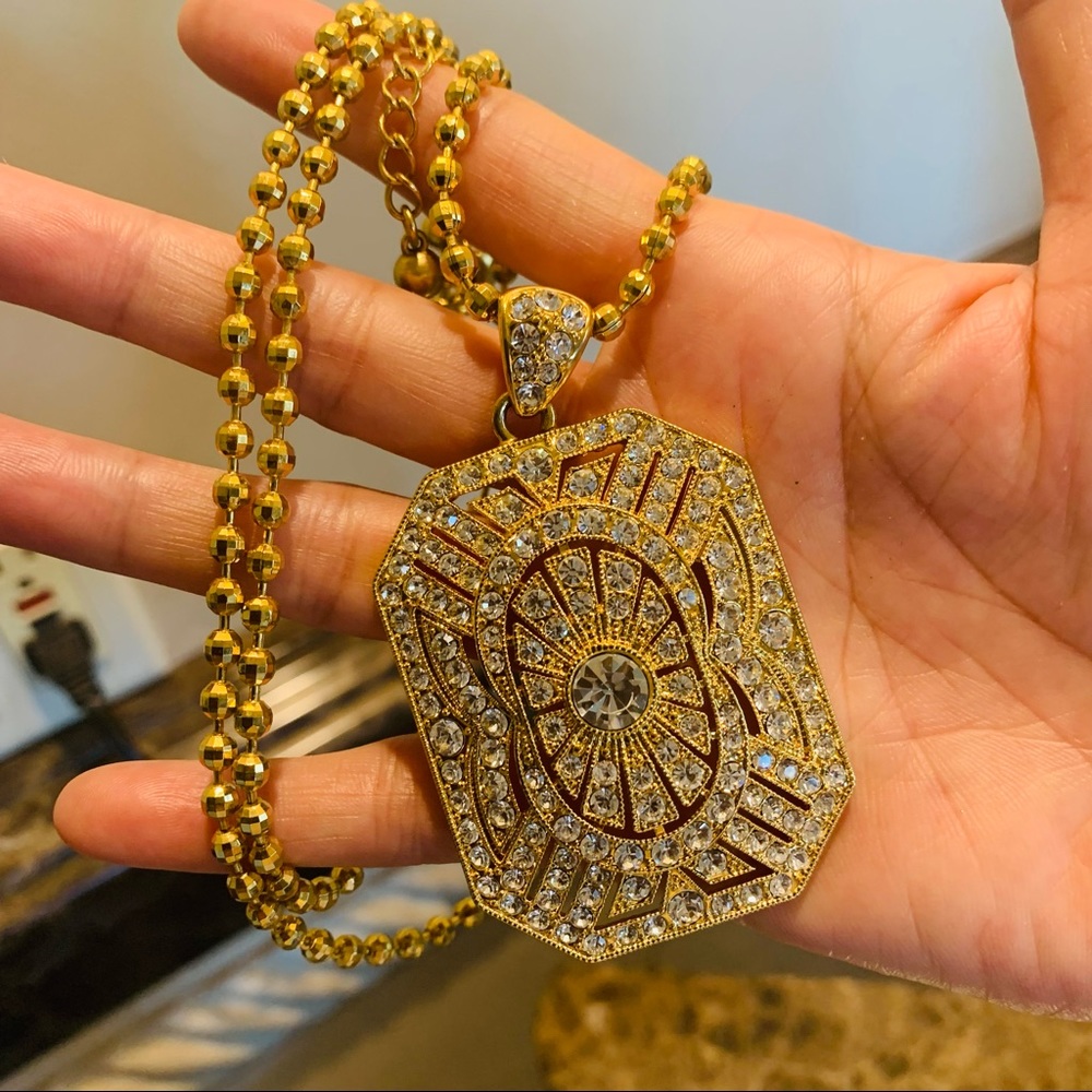 Vintage PA gold long necklace